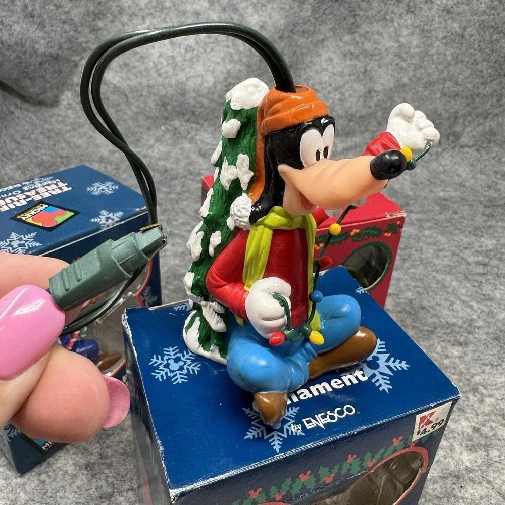 Enesco Holiday Ornaments Disney Goofy Santa Present 1996 Mickey Unlimited Set